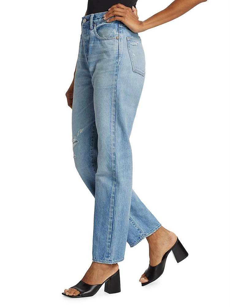 Cliffdale High-Rise Distressed Straight Jeans