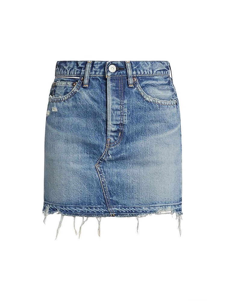 Lincoya Distressed Denim Miniskirt