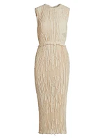 Pleated Fil Coupe Sheath Dress