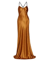 Hammered Satin Backless Gown