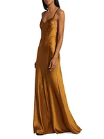 Hammered Satin Backless Gown