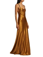 Hammered Satin Backless Gown