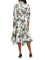 Forest Floral Silk Belted Shirtdress