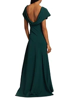 Fluid Crêpe Ruched Tie Gown