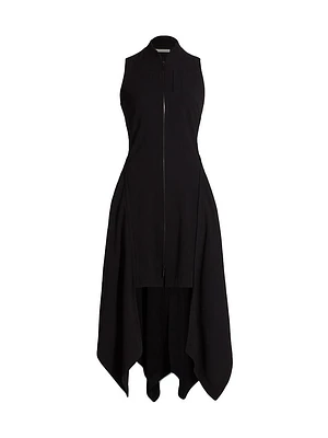 Fluid Crepe Bomber Fit & Flare Dress