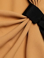 Draped Neck Tie-Detail Crepe Dress