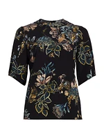 Forest Floral Silk Top