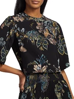 Forest Floral Silk Top