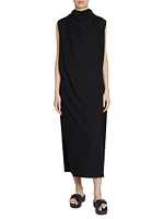 Cotton Jersey Draped Maxi Dress