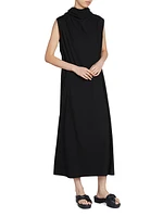 Cotton Jersey Draped Maxi Dress