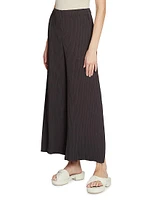 Hatching Plissé Wide-Leg Pants