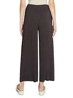 Hatching Plissé Wide-Leg Pants