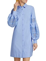 Lace-Trim Poplin Mini Shirtdress