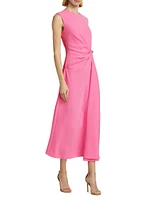 Twist-Waist Crepe Midi-Dress