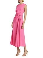 Twist-Waist Crepe Midi-Dress