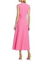 Twist-Waist Crepe Midi-Dress