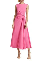 Twist-Waist Crepe Midi-Dress