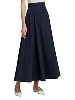 Stretch Poplin A-Line Midi-Skirt