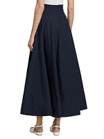 Stretch Poplin A-Line Midi-Skirt