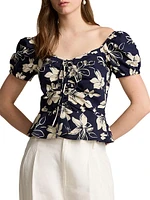 Floral Cotton Drawstring Top