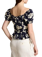 Floral Cotton Drawstring Top