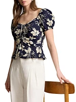 Floral Cotton Drawstring Top