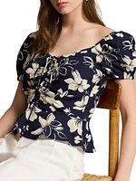 Floral Cotton Drawstring Top