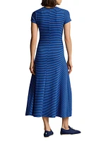 Striped Yarn-Dyed Rib-Knit Midi-Dress