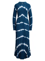 Tie-Dyed Cotton Cable-Knit Sweater Dress