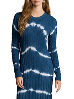 Tie-Dyed Cotton Cable-Knit Sweater Dress