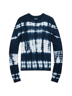 Tie-Dyed Cotton Cable-Knit Sweater