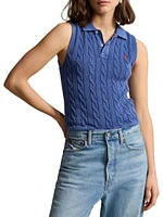 Cotton Cable-Knit Crop Sweater Vest