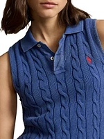 Cotton Cable-Knit Crop Sweater Vest