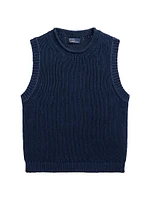 Linen-Cotton Knit Sweater Vest