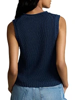 Linen-Cotton Knit Sweater Vest