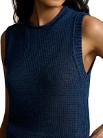 Linen-Cotton Knit Sweater Vest