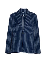 Pinstriped Linen-Cotton Twill One-Button Blazer