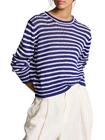 Striped Linen-Cotton Sweater