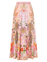 Floral Linen Circle Maxi Skirt