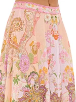 Floral Linen Circle Maxi Skirt