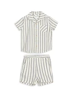 Baby Boy's Striped Linen-Blend Short-Sleeve Shirt & Shorts Set