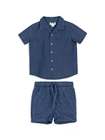 Baby Boy's Chambray Short-Sleeve Shirt & Shorts Set