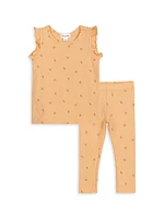 Baby Girl's, Little Girl's & 2-Piece Peach Print Tank Top Leggings Set