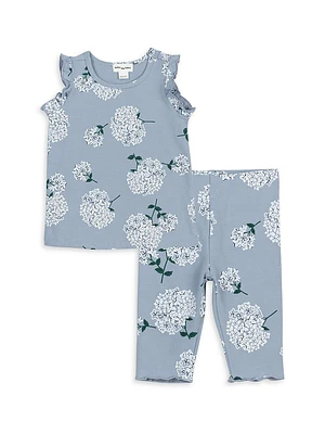 Little Girl's & Girl's 2-Piece Hydrangea Print Tank Top & Leggings Set