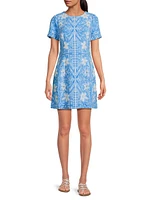 Dixey Printed Short-Sleeve Minidress