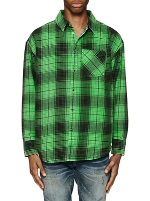 Wordmark Plaid Cotton Western Shirt