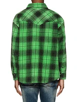 Wordmark Plaid Cotton Western Shirt