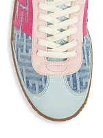 Swan PB Labyrinth Monogram Denim & Leather Sneakers