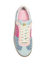 Swan PB Labyrinth Monogram Denim & Leather Sneakers