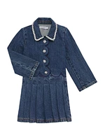 Little Girl's & Denim Pleated Miniskirt